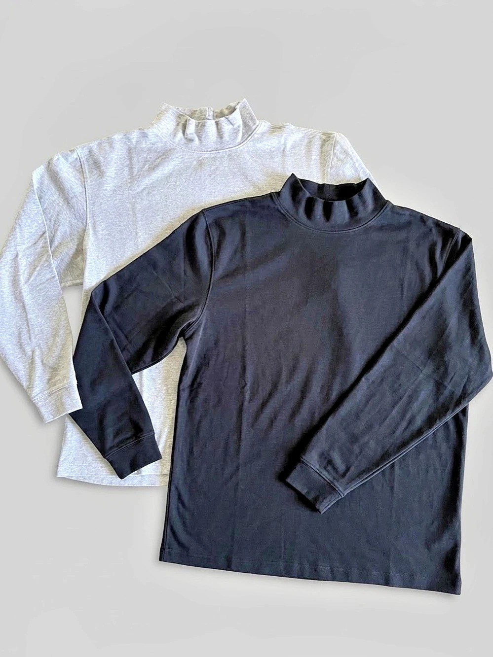 L.L. Bean Men's Carefree Unshrinkable Mockneck Shirts Bundle L (2 Pcs)